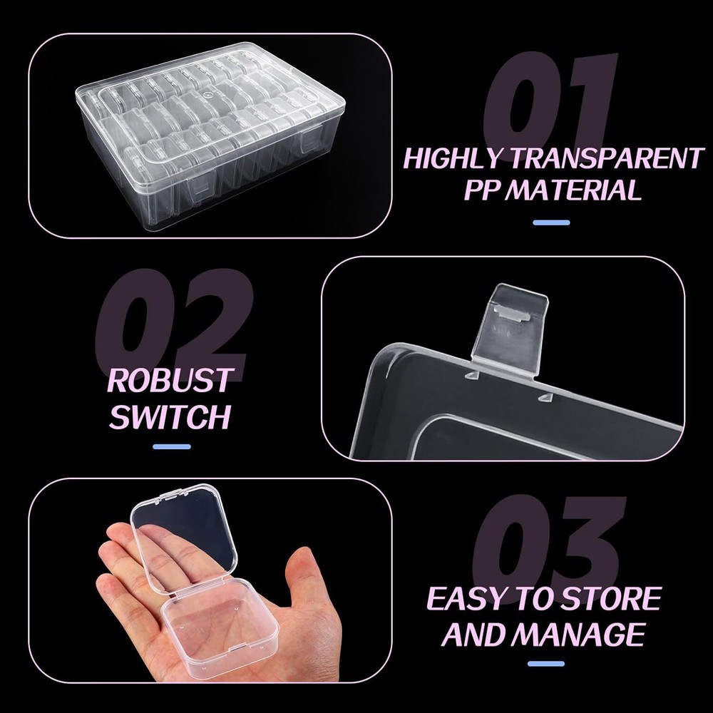 THYSSEN Bead Organizers,30Pcs Plastic Mini Clear Storage Cases 1Pack 30pcs