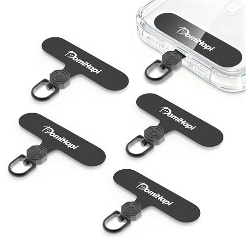 Phone Tether Tab, 4-Pack 360° Rotatable Secure Anti-Drop Lanyard Classic Black