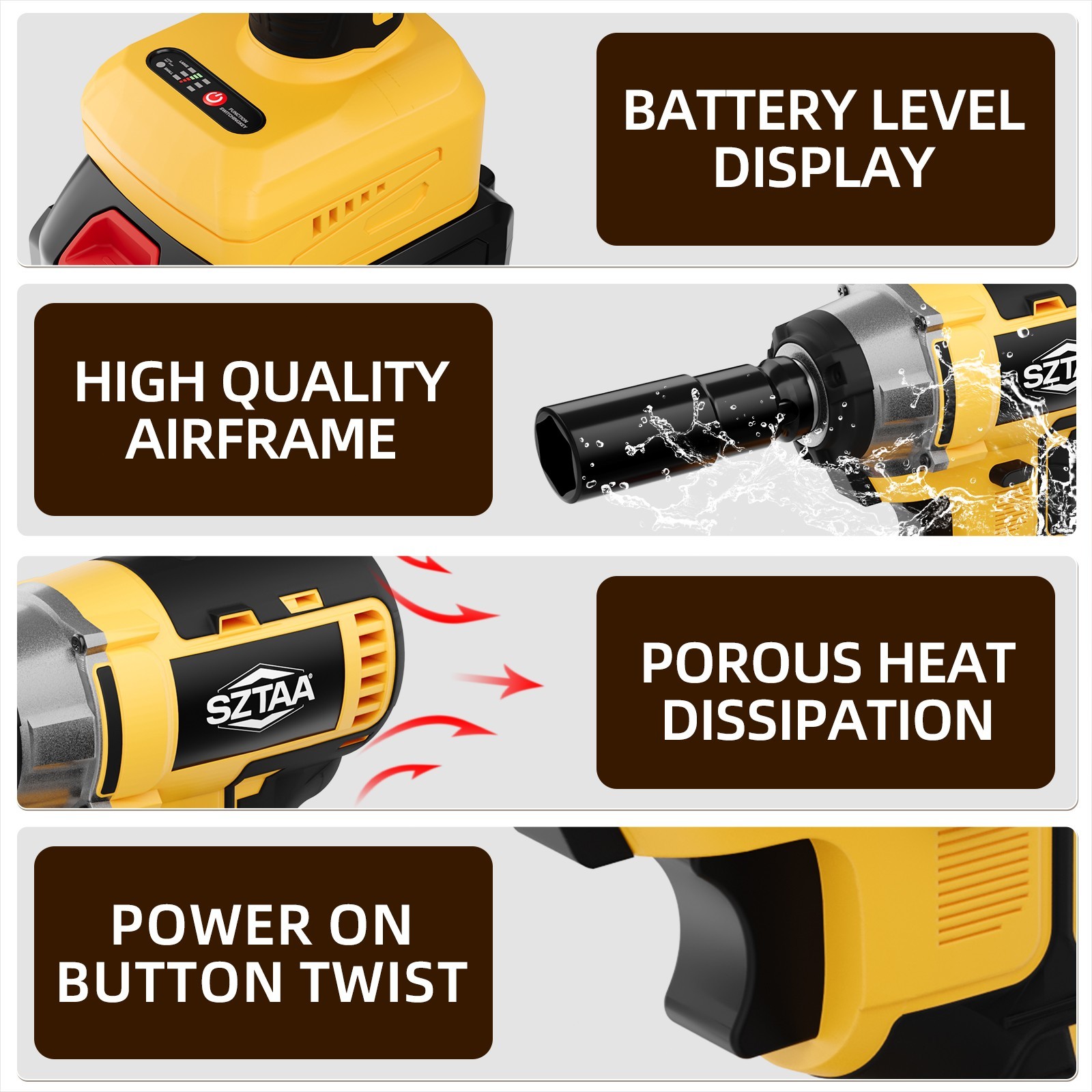 Cordless Impact Wrench 450Nm Power Tool, Lug Nut Removal, DIY Garage Tool​