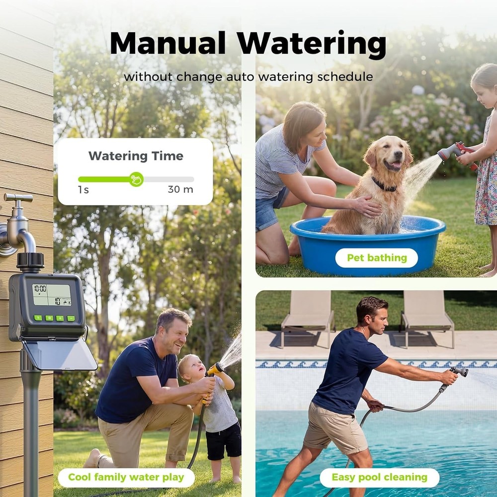 Sprinkler Timer for Garden Hose, Programmable Watering Timer with Rain Delay, Ou