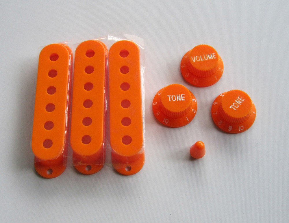 Orange/White ST Knobs,ST Single Coil Pickup Covers & ST 5 Way Switch Tip