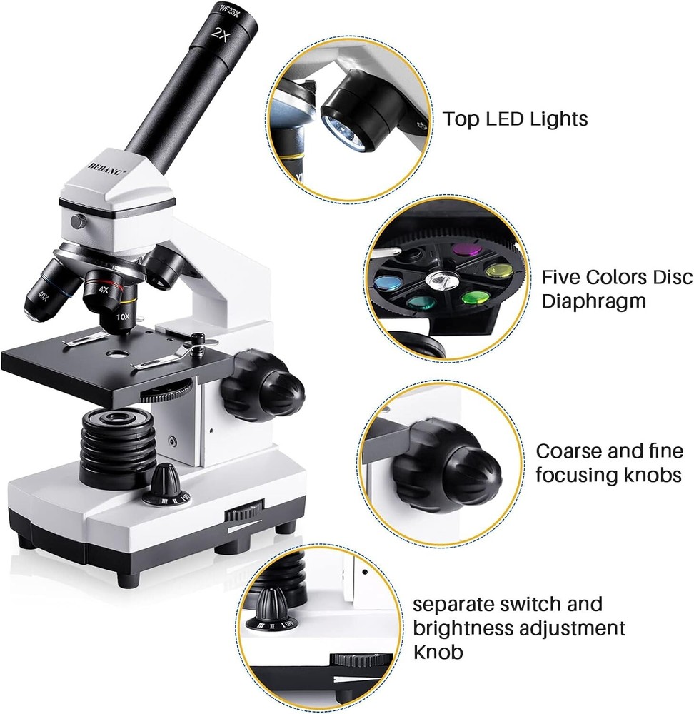 Microscope for Adults Kids, 100X-2000X BEBANG Compound Microscope *Open Box