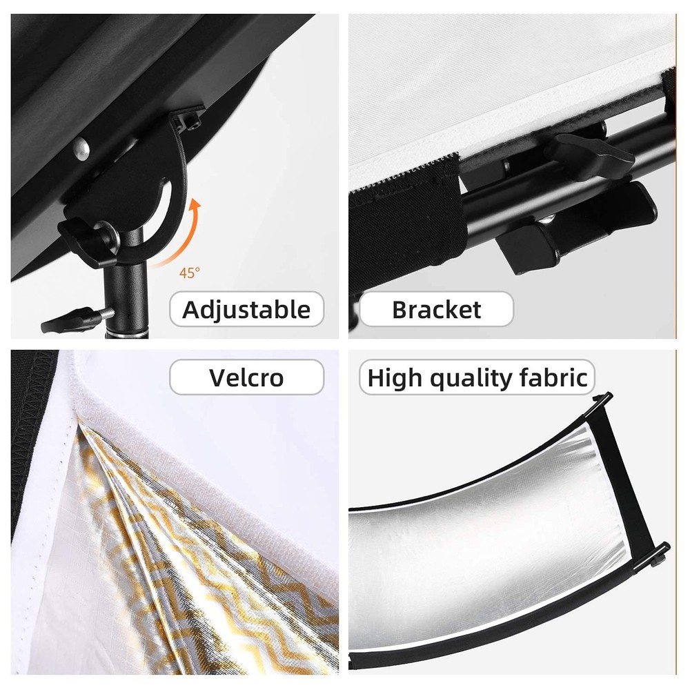 Clamshell Light Reflector/Diffuser,60x24 inch Photography Curved Arclight Lig...
