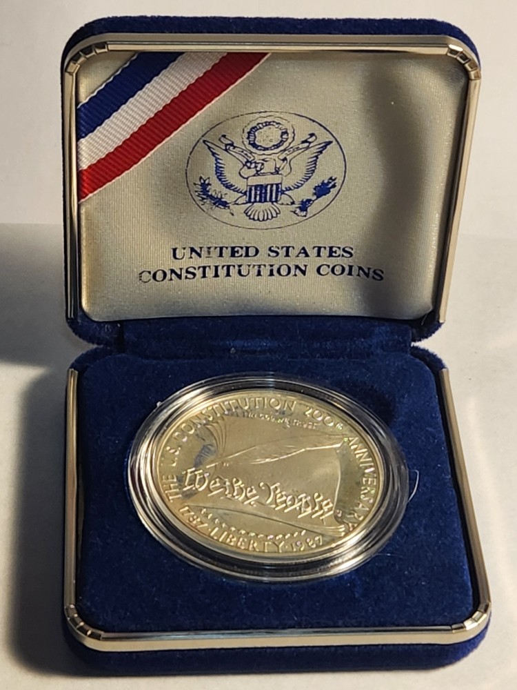 1987-S Silver Dollar Constitution Coin With COA