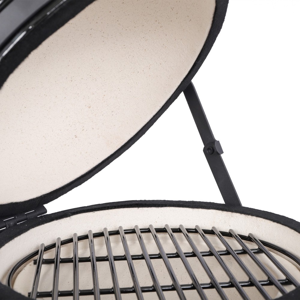 13in Round Ceramic Charcoal Grill Black