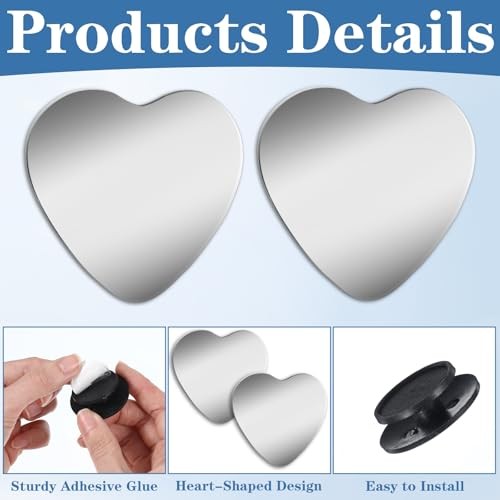 4 Pcs Heart Shaped Blind Spot Mirrors Side Mirror Blindspot Wide Angle