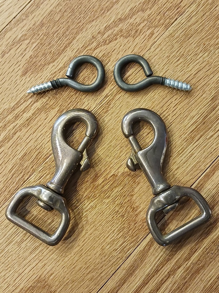 EVH Style Strap AGED Brass Snap Hook and Eye Set
