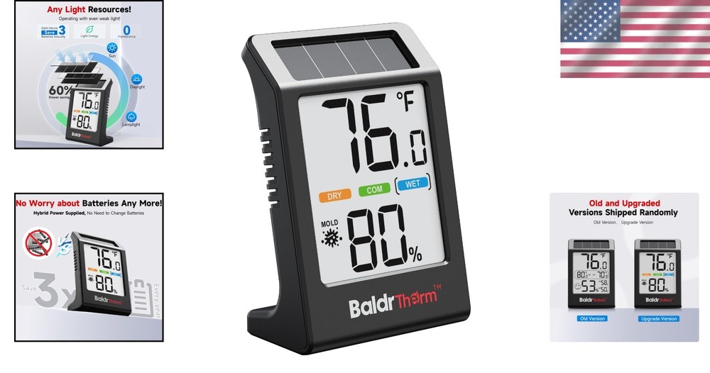 Effortless Climate Control: Solar-Powered Indoor Humidity Meter with