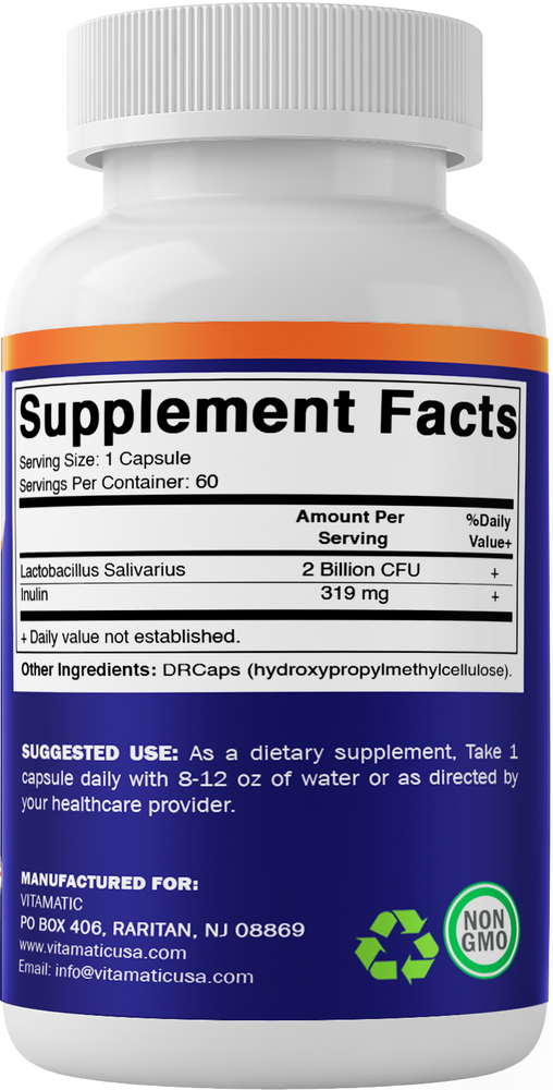 Vitamatic Lactobacillus Salivarius 2 Billion per DR Capsule - 60 Count