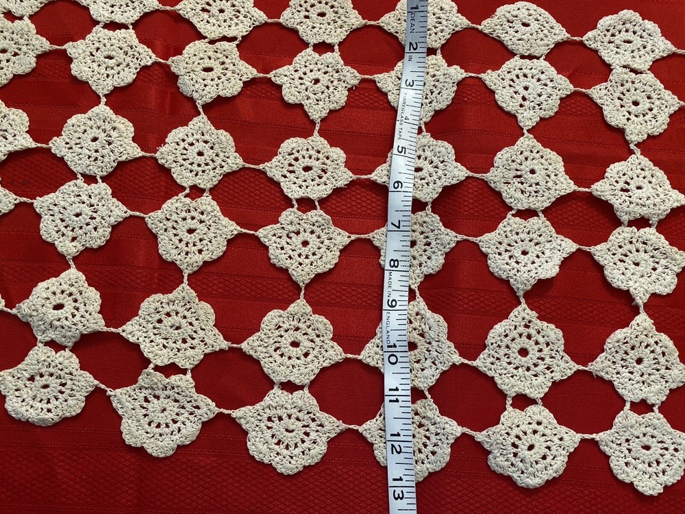 Table Runner Crochet In Cream Cotton BOHO Handmade