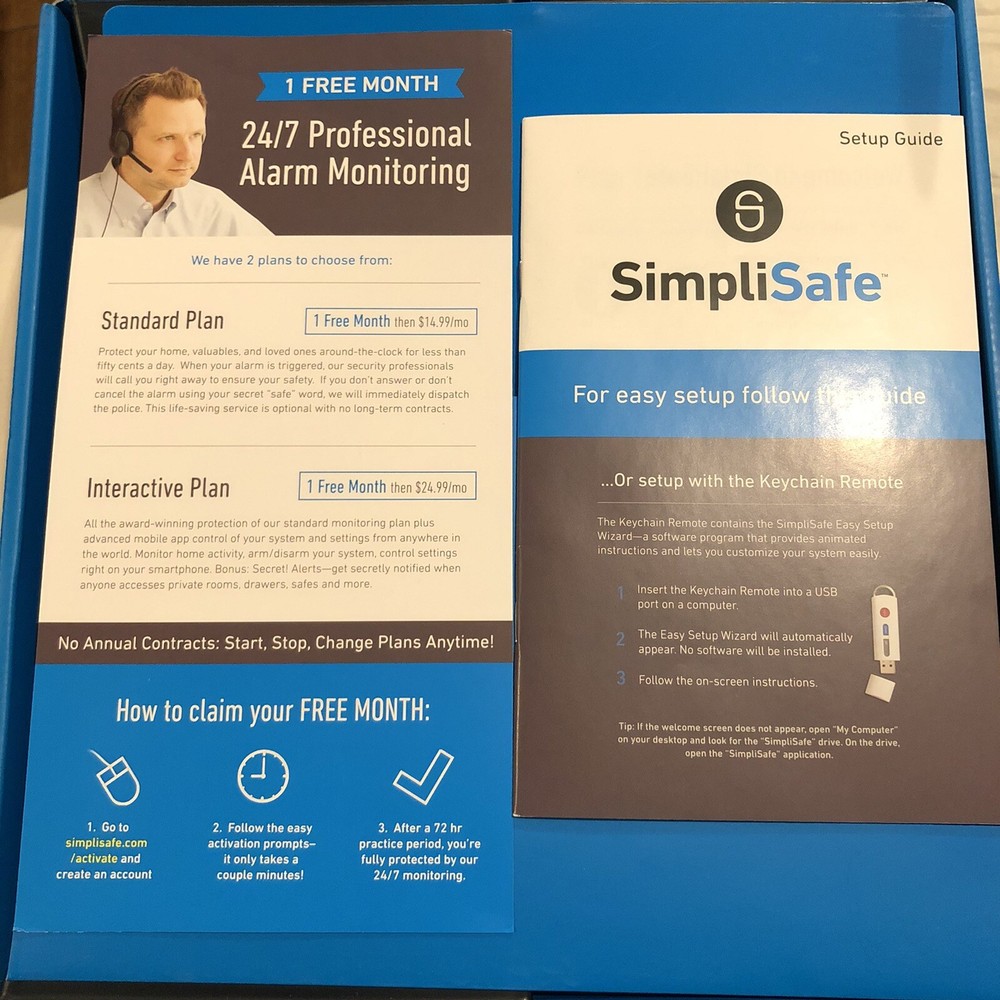 SimpliSafe Home Security System 7 Piece Original White Open Box