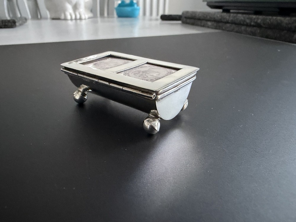 Victorian Style Solid Silver Double Stamp Case Box CME Jewellery c1990