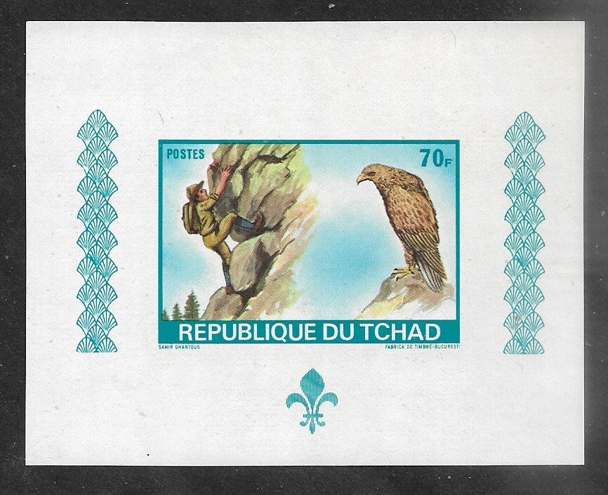 CHAD 1972 Boy Scouts ROCK CLIMBING EAGLE DELUXE SHEET DELUXE