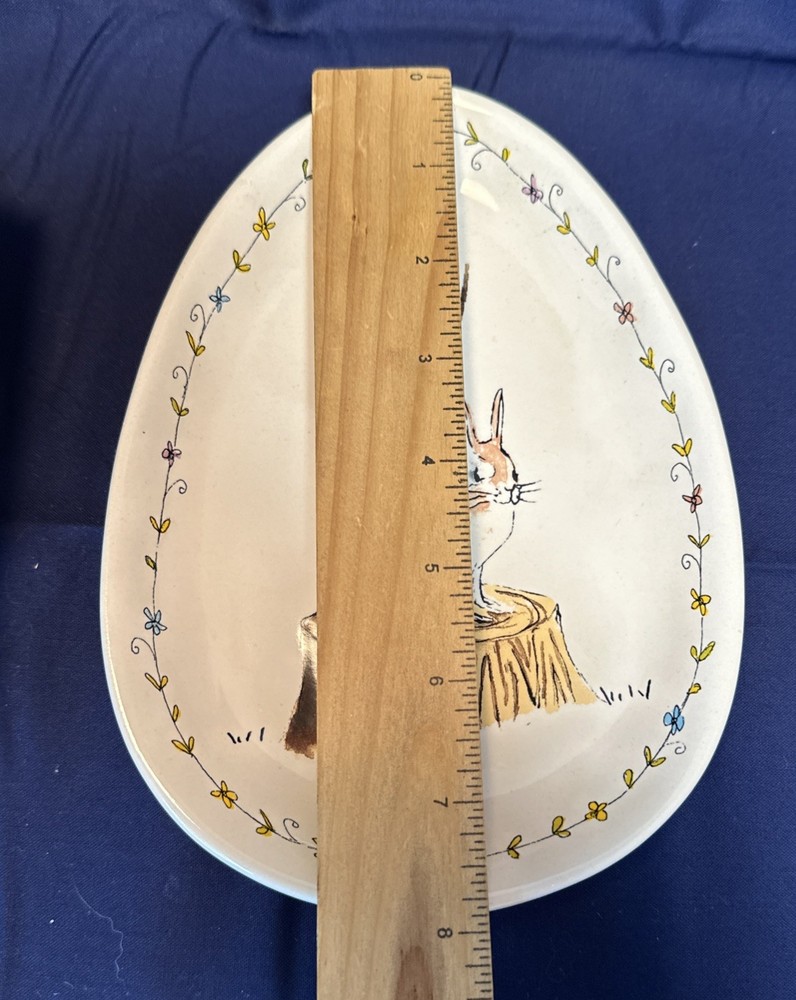 Rae Dunn Easter Hip Hop Easter Bunny Split Dish & Small Platter Magenta