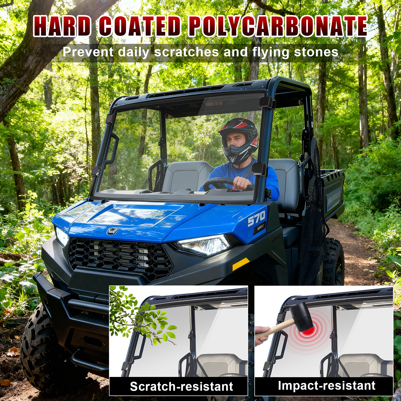 Front Windshield PC For Polaris Ranger SP 570 2022-2026/ Midsize 570 500 EV ETX