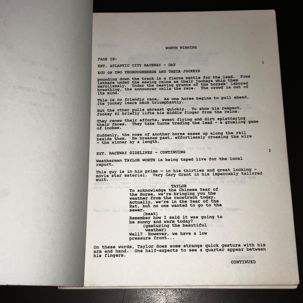 WORTH WINNING (3/1/88) Mark Harmon / Production Script w/Notes / Fox Covers +COA