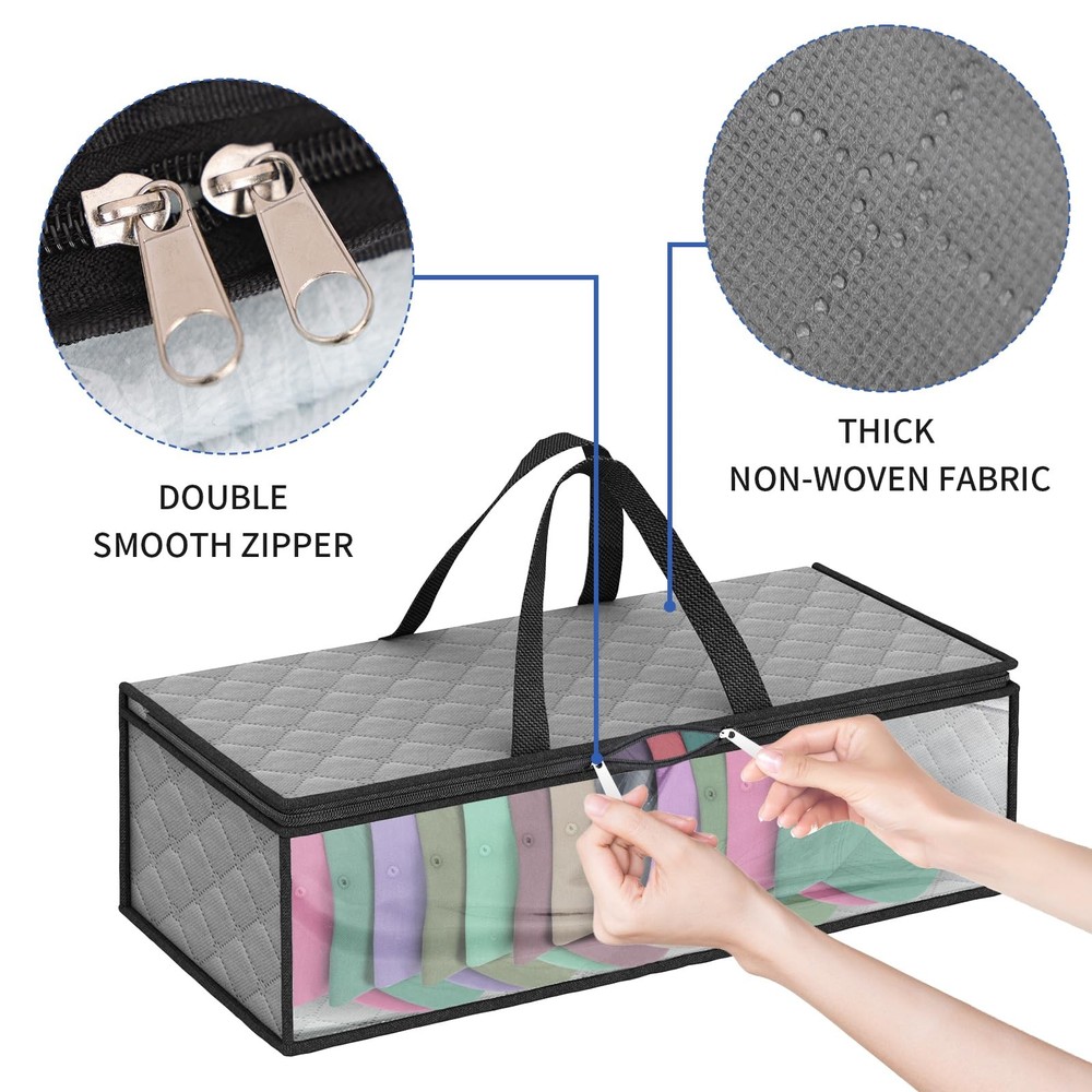 Fixwal 2 Pack Hat Storage Bag for Baseball, Caps Organizer Case Grey