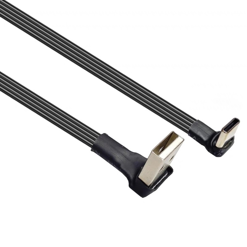 Flat Type C to Up & Down Left & Right Angle USB Phone PC Fast Data Charge Cable