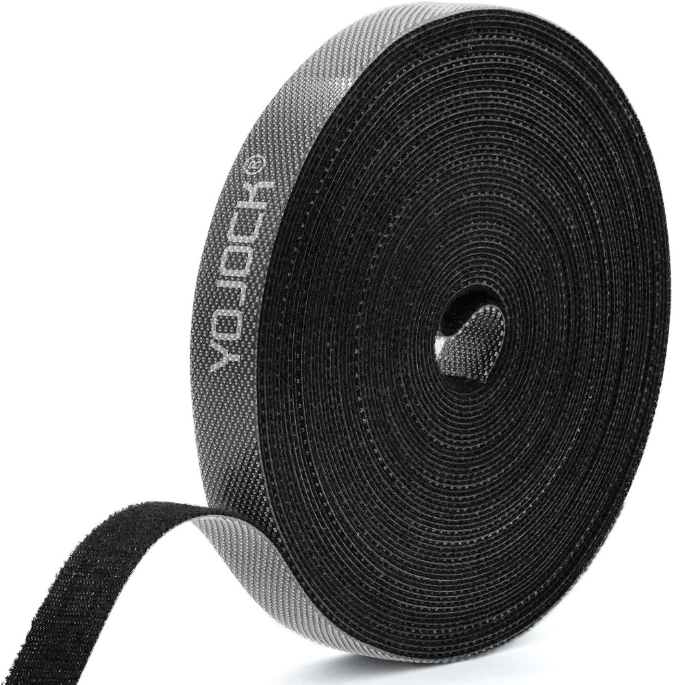 Reusable Hook  Loop Cable Ties 0.4in x 16ft - Cable Management Black