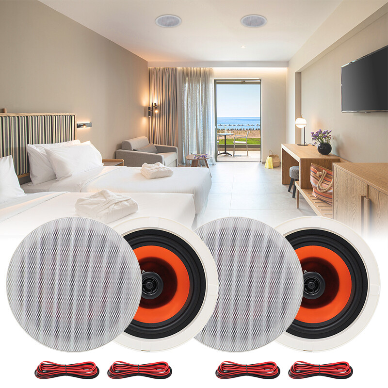 4*Herdio 6.5" Restaurant Cafe Ceiling Speaker Bluetooth Wireless Flush Mount Kit