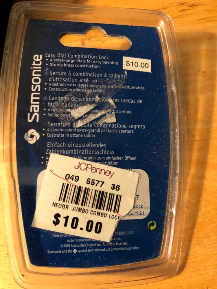 NEW SAMSONITE EASY DIAL COMBINATION LOCK, OR MASTER LOCK PLEASE SELECT ONE