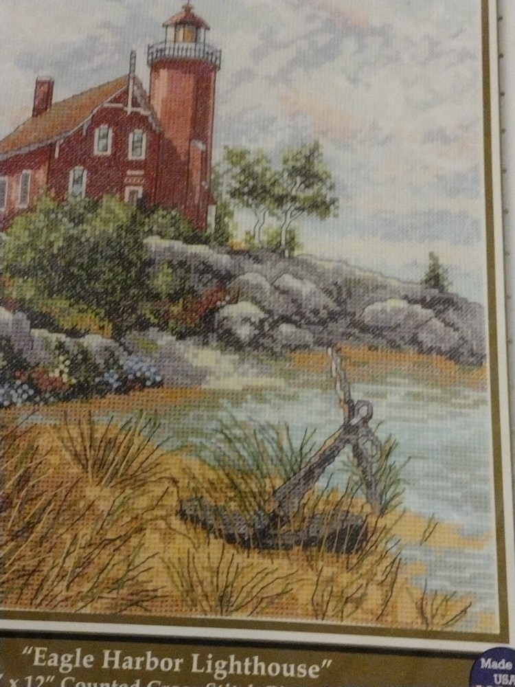 Janlynn Counted Cross Stitch Kit 9"X12"-Eagle Harbor Lighthouse (14 Count)