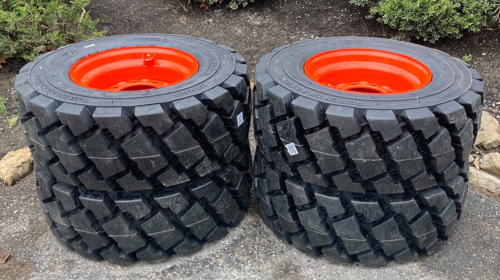 4 HD 12-16.5 Skid Steer Tires/Wheels/Rims for Bobcat & more-12X16.5-14PLY