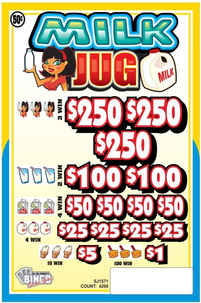 NEW .50c pull tickets MILK JUG .50c - Instant Tabs