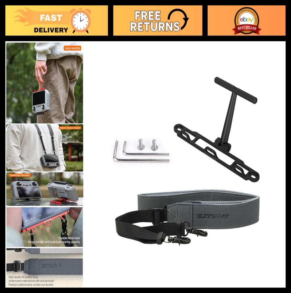 Remote Controller Handle Mount & Lanyard Neck Strap for DJI Mini 4 Pro, Air 3, M
