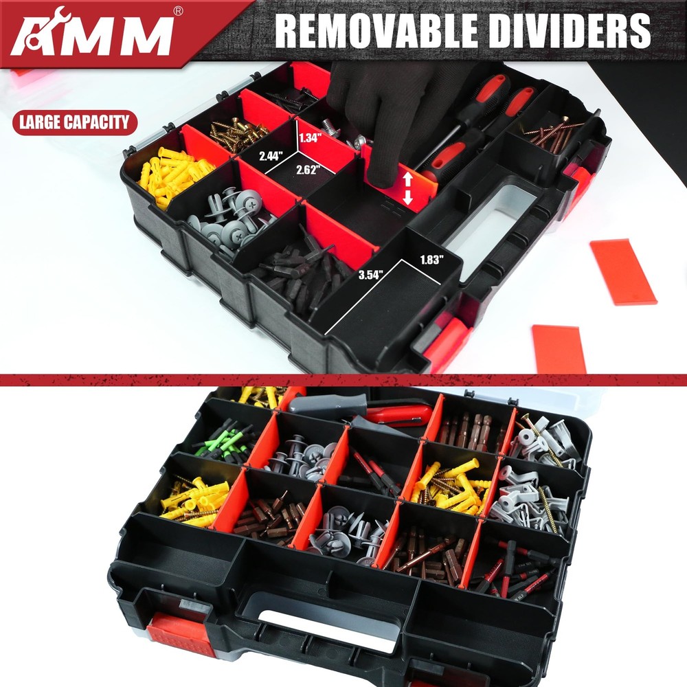 AMM Tool Box, Double Side Tool Box Organizer with 34 Compartments, Removable ...
