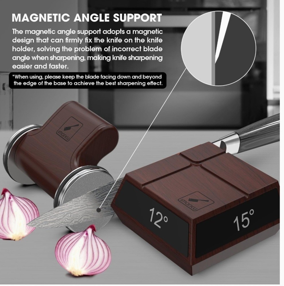 Rolling Knife Sharpener Ergonomic Handle Tool Diamond & Ceramic Grinding Wheels