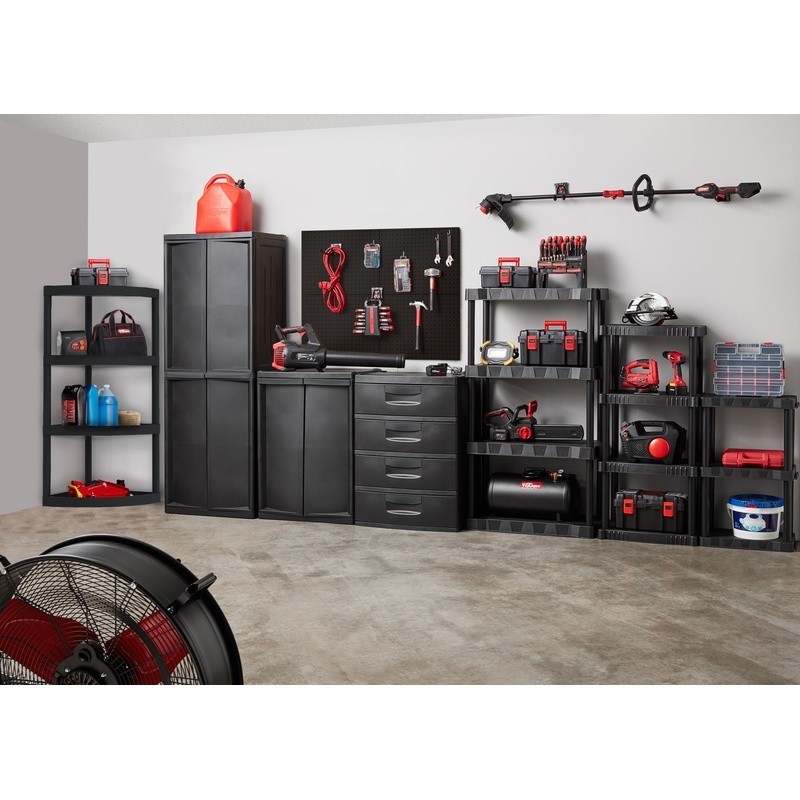 3 Shelf Black Plastic Storage Unit Easy Assembly Durable Utility Organizer New