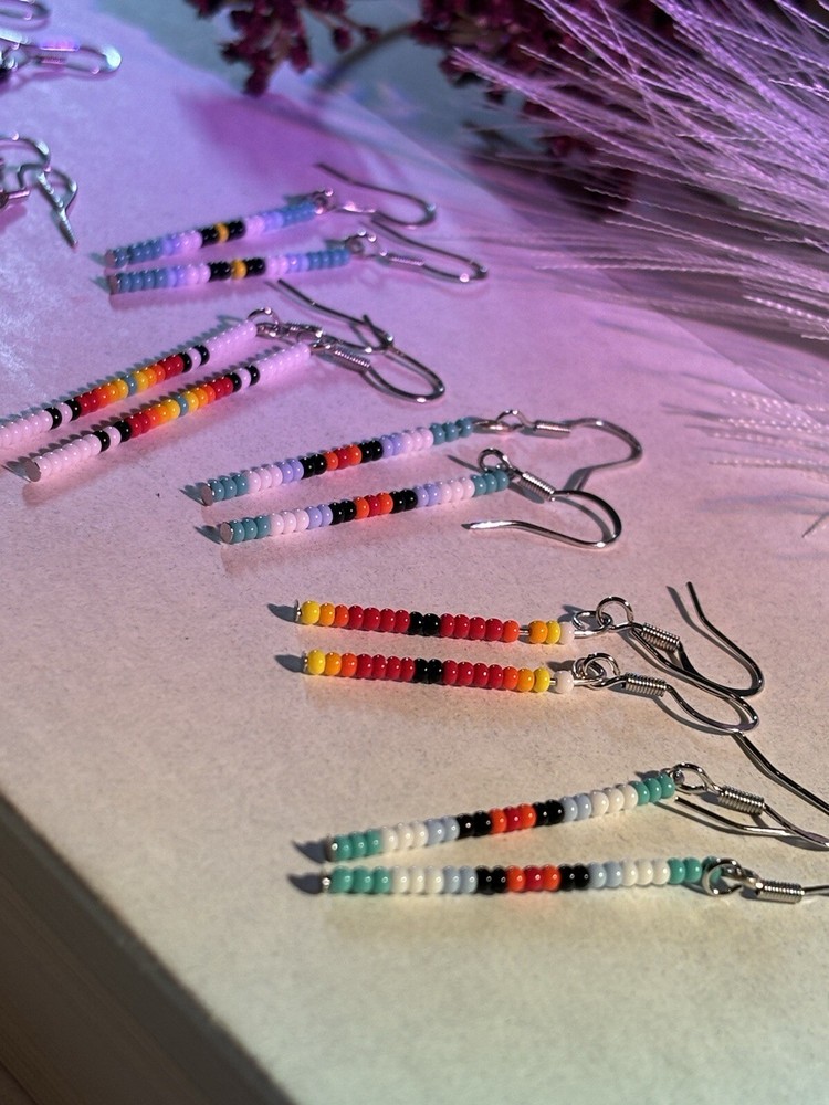 Handcrafted Western Style Breaded Earrings Color Customization Available