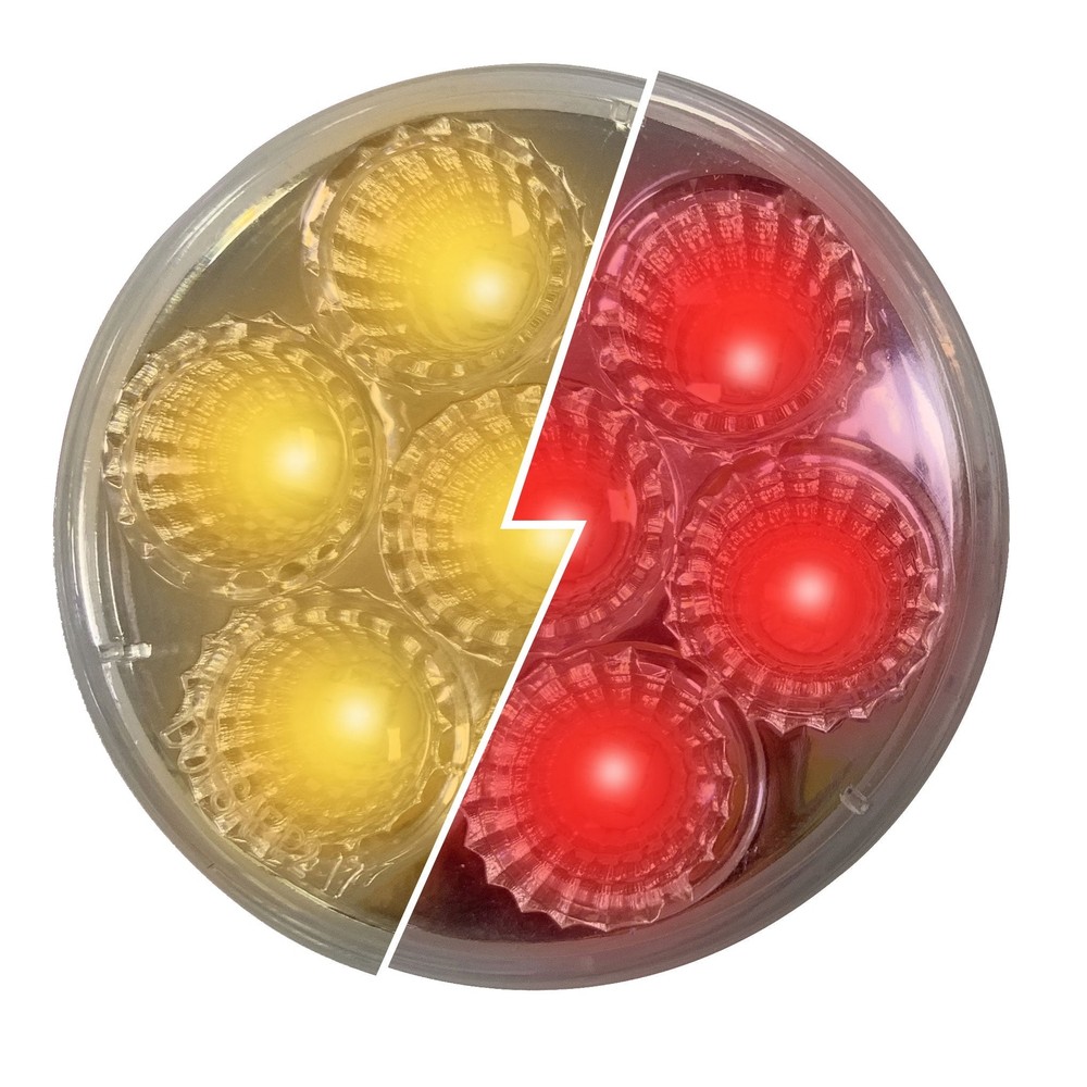 Fortpro 2” Round Dual Function Multivoltage LED Lights - Red & Ambar LED/Clear L
