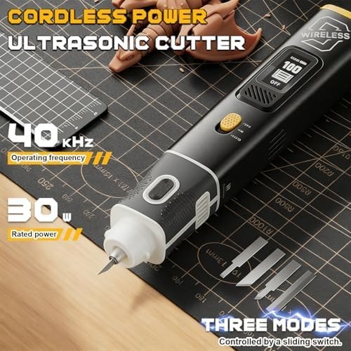 Wireless Ultrasonic Cutter, 40kHz Vibration & 2 Cutting Modes, Includes 50 Repla