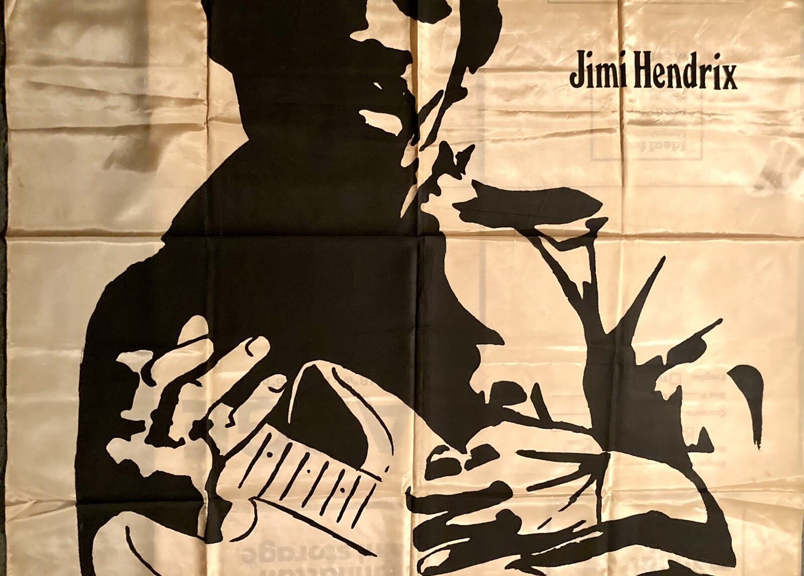 JIMI HENDRIX RARE VINT 1980S ARE YOU EXPERIENCED LARGE BANNER/TAPESTRY 58 L 45 W