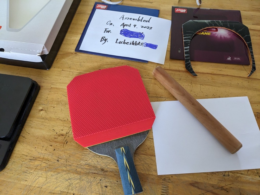 Penhold Pre-Assembled Table Tennis Racket DHS Pg3z + H3 + Sharping 2 Med Pimples