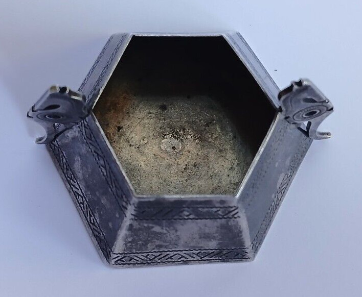 J BETINS RIGA LATVIA VINTAGE 875 SILVER SEAHORSE MOTIF SALT CELLAR