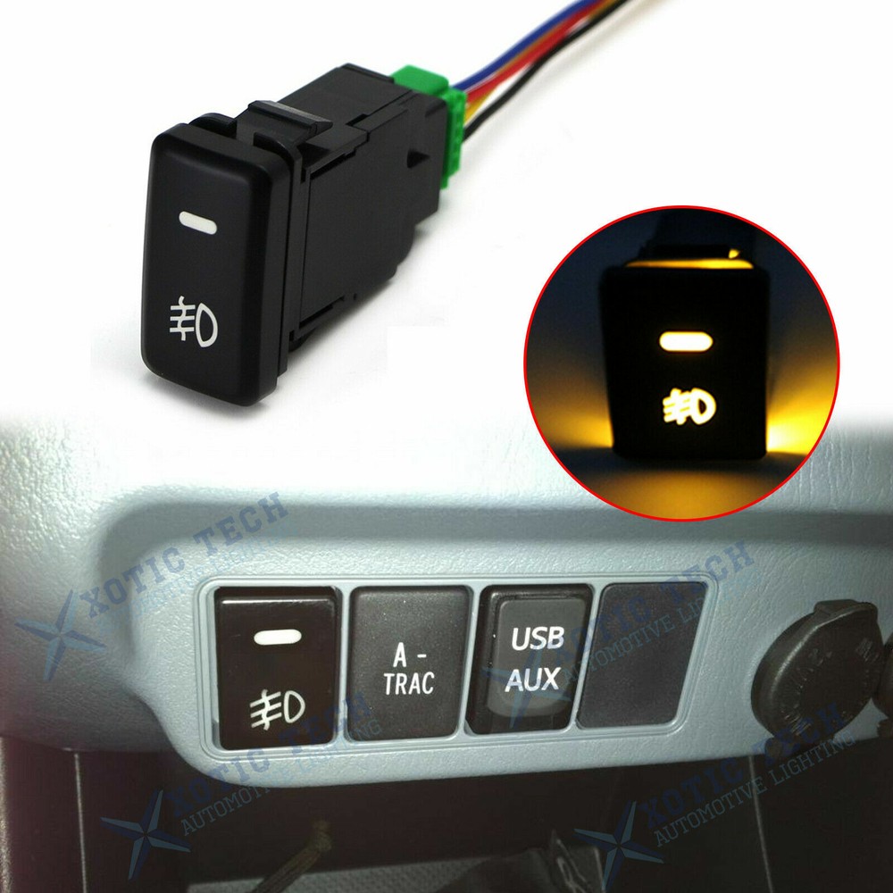 Fog Push Button Switch w/ Amber LED Background Indicator Lights OEM For Toyota
