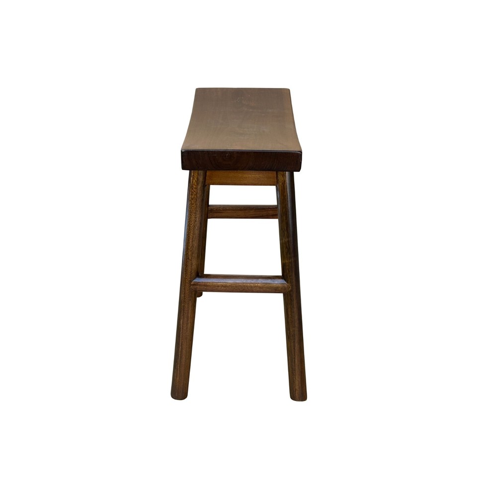 Walnut Brown Butterfly Accent Rectangle Backless Bench Side Table GB173