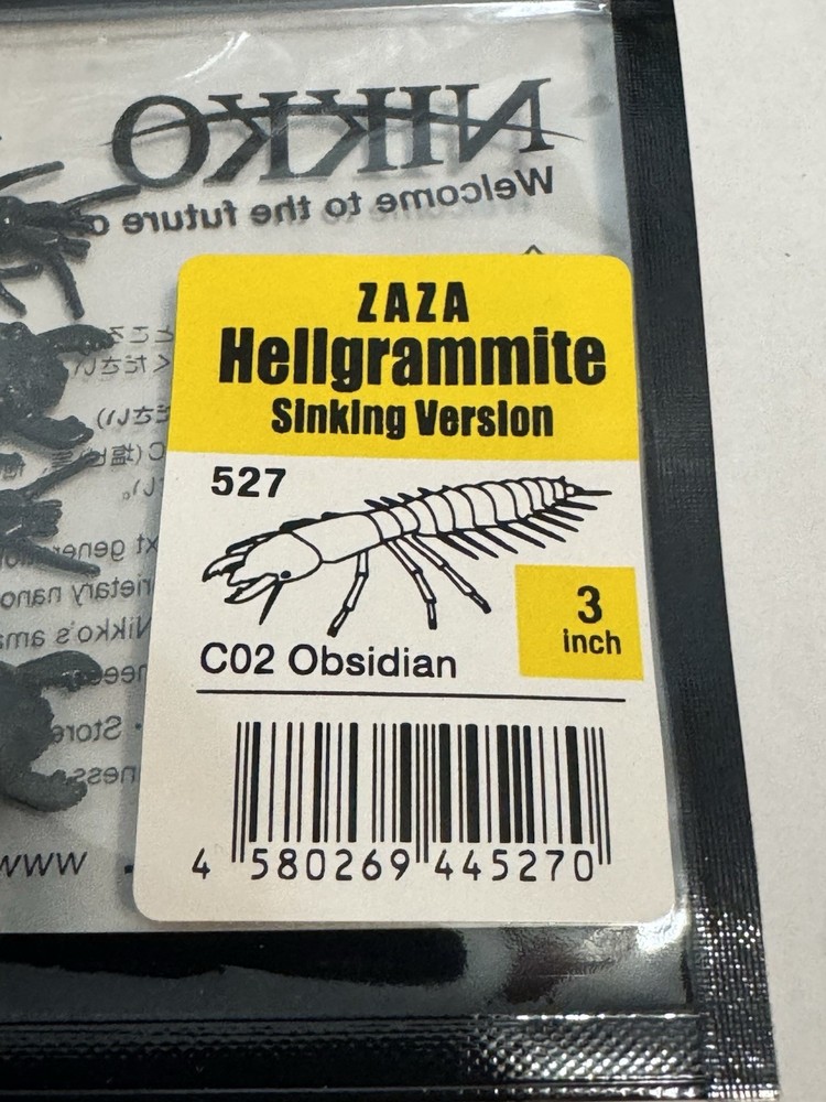 “New” Nikko’s Sinking Elastomer Formula Hellgrammites 3" Obsidian