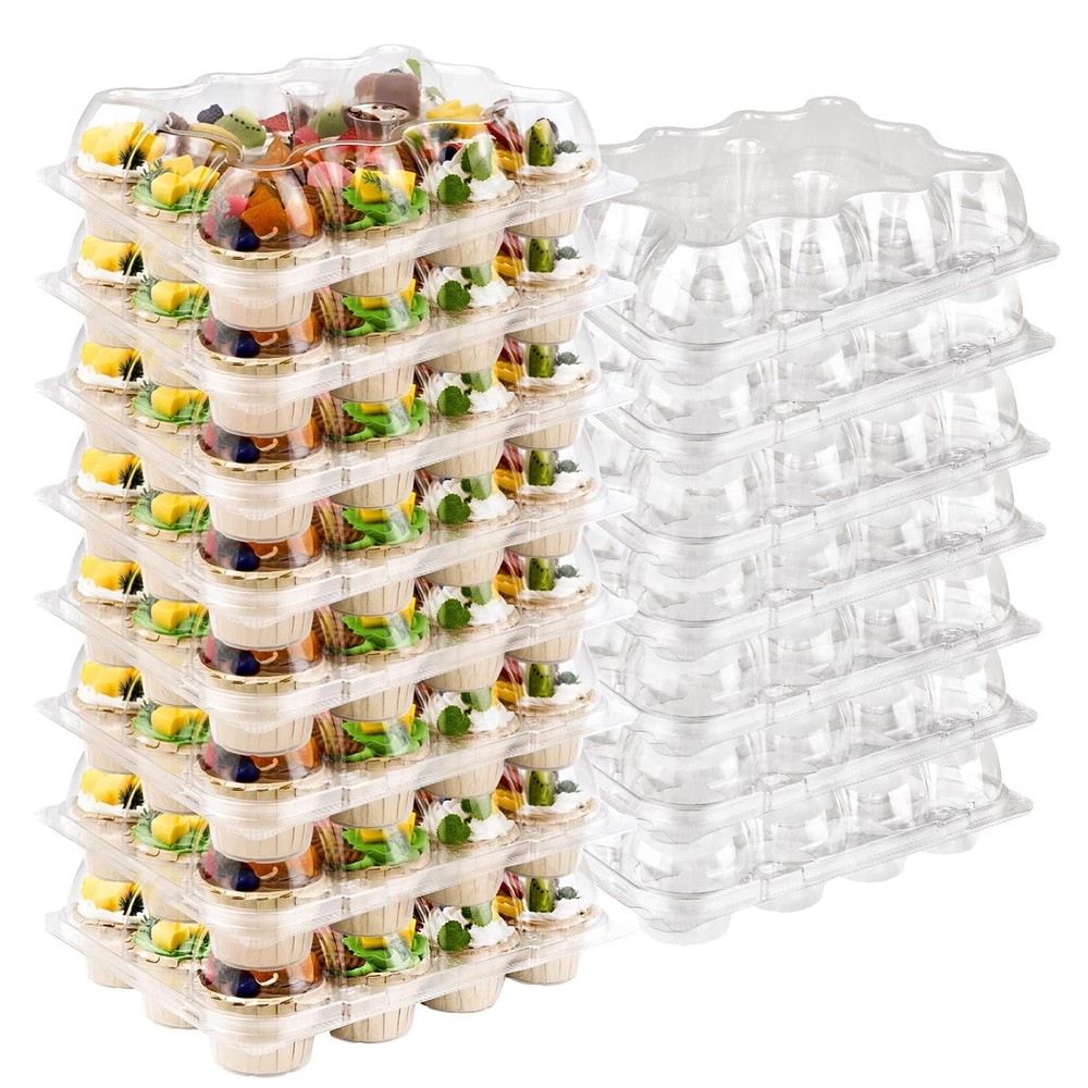 12 Counts X 15 Sets Cupcake Containers 12 Count Cupcake Boxes Plastic Cupcake Ca