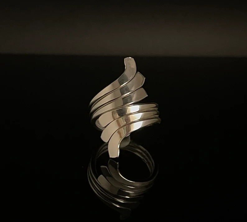 Wrap Around Ring Solid925 Sterling Silver Band &Statement Handmade Ring All size