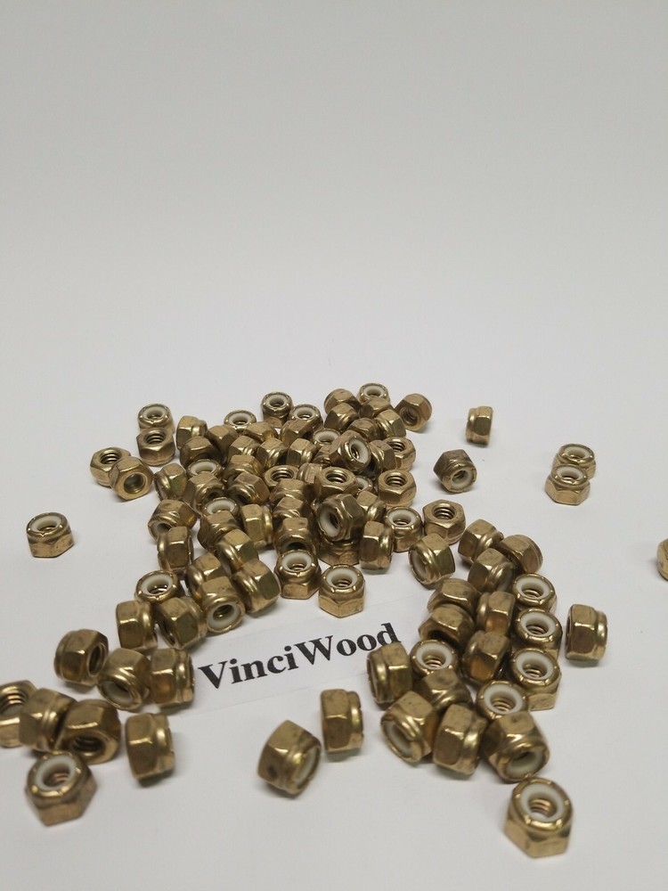 1/4-20 Brass Nylon Insert Lock Nut, Solid Brass W/ Nylon  Quantity (25) pieces.