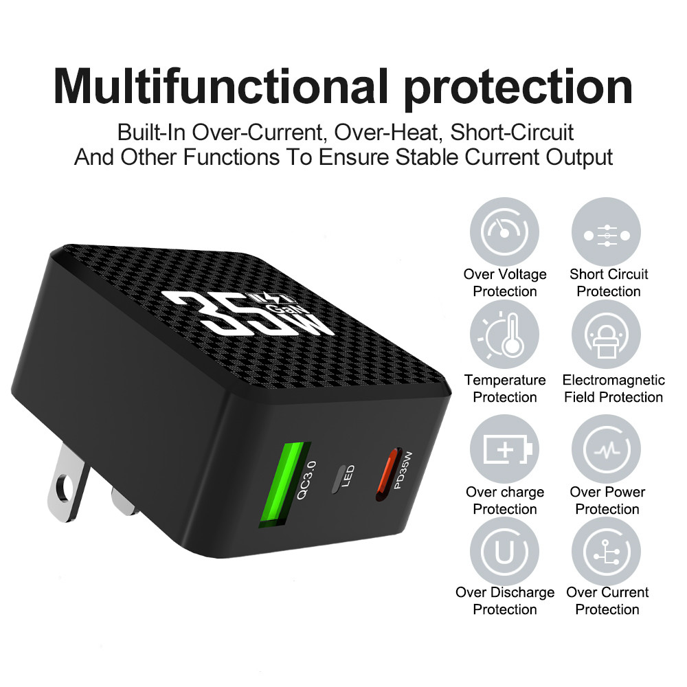 For iPhone 15 Pro Max Plus iPad Android 35W GaN USB-C Fast Charger Type C Cable
