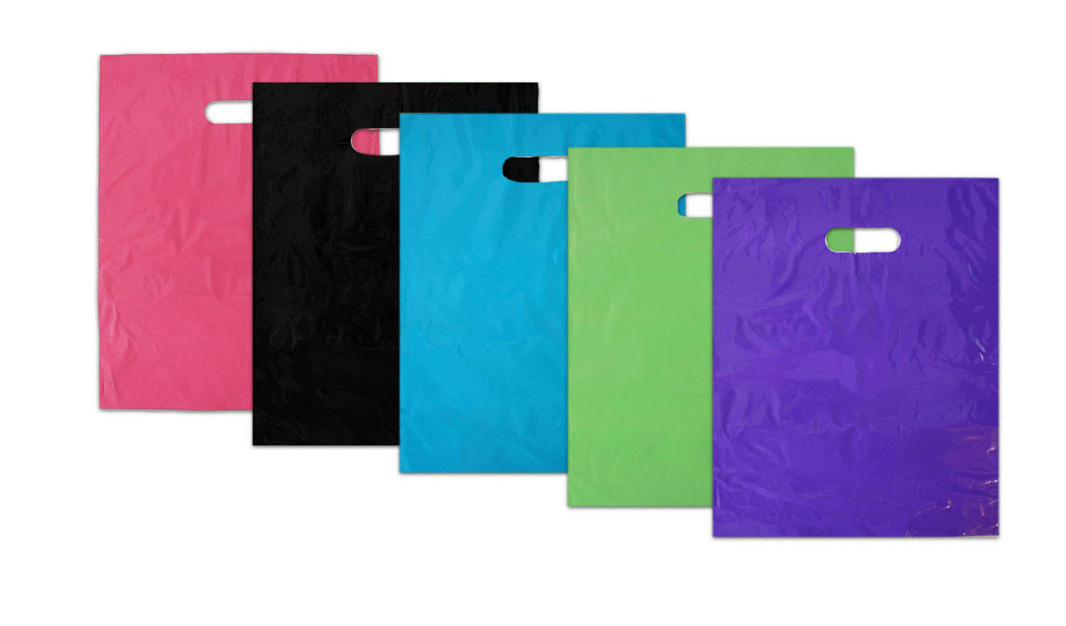 9" x 12" Colored PLASTIC MERCHANDISE Bags Retail Store Bags w/Die Cut Handles