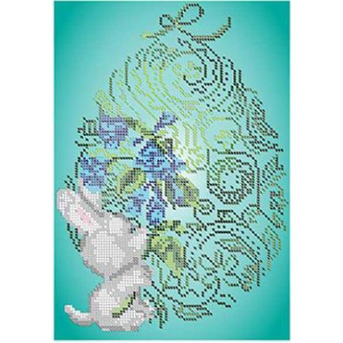 Bead Embroidery Kit Easter Bunny DIY Beadwork Beaded Stitching