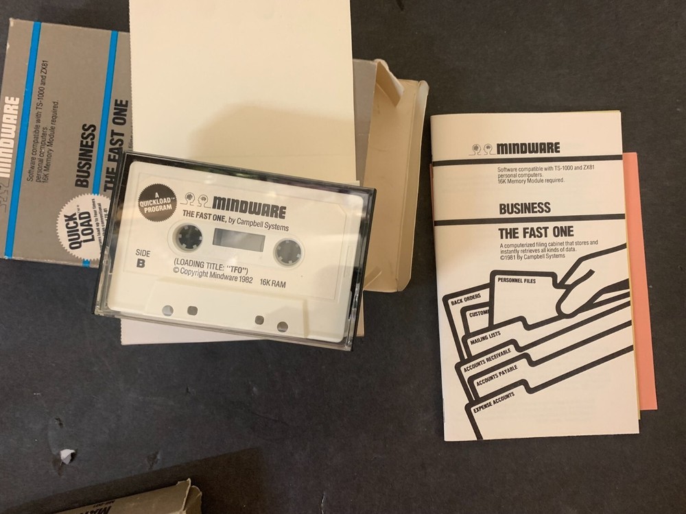 Vtg Timex Sinclair TS-1000 ZX81 Software Mindware Fast One Database Program