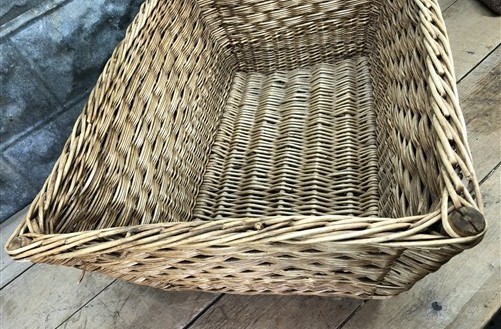 Rectangular Wicker Basket, Vintage German Woven Basket, Storage Organizer C37,