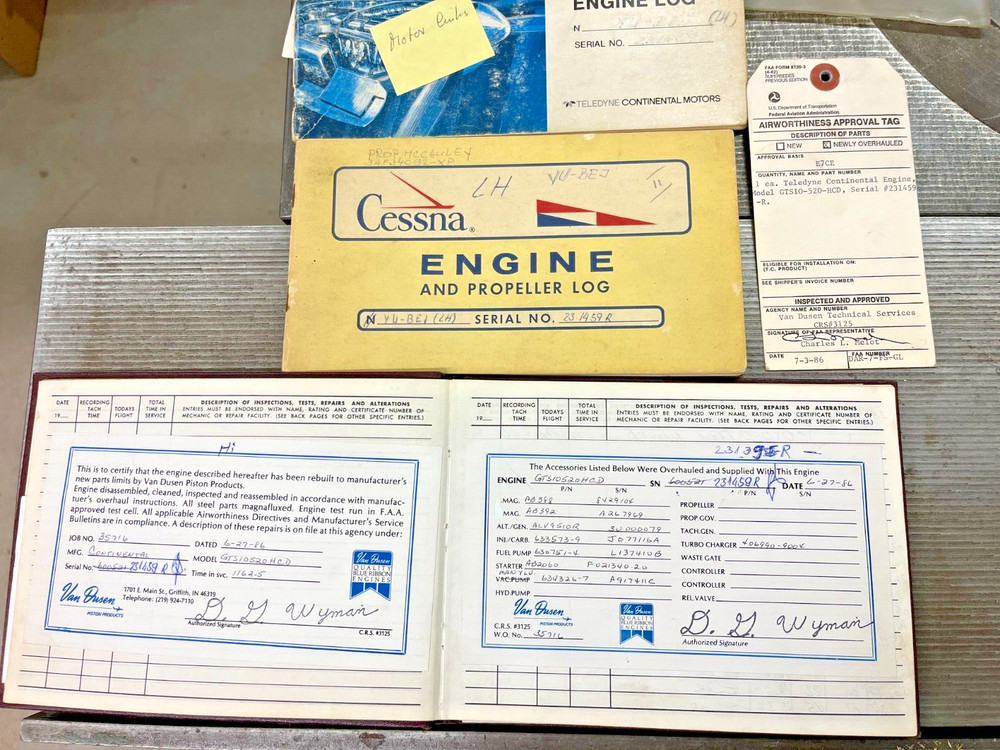 Continental GTSIO-520-H Engine Core with logbook